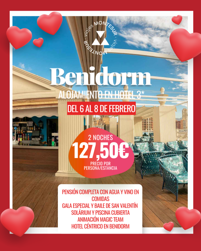 San Valentín en Villajoyosa 2026: Fin de Semana en Hotel Cristal Park 3*