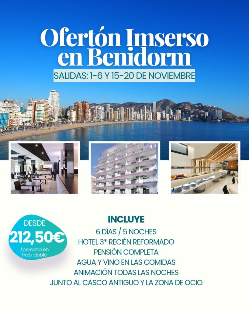 Escápate a Benidorm este otoño: 5 noches en hotel 3★ recién reformado con pensión completa desde 212,50€