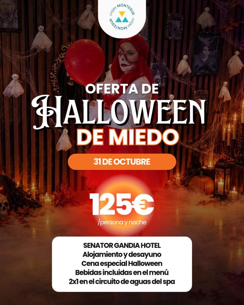Una noche de Halloween de miedo en Gandía: cena especial, spa y alojamiento por 125€